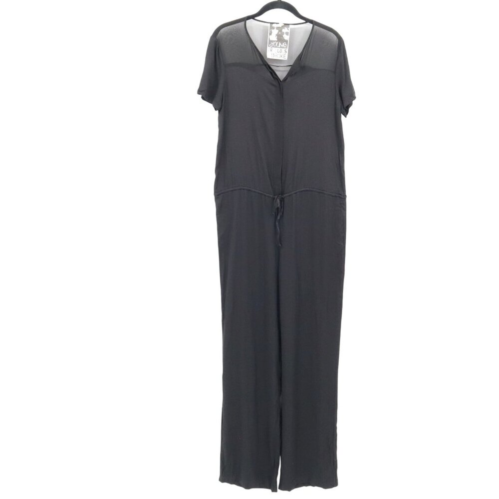 Young Fabulous & Broke Semi Sheer Jumpsuit Womens S Black Boho Beach Cruise Pool